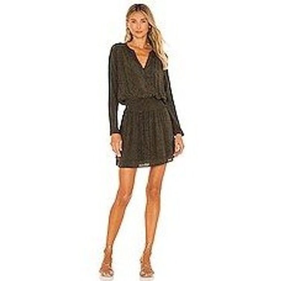 Rails Jasmine Olive Speckled Mini Dress Long Sleeve Button Front Womens Small - Picture 1 of 16